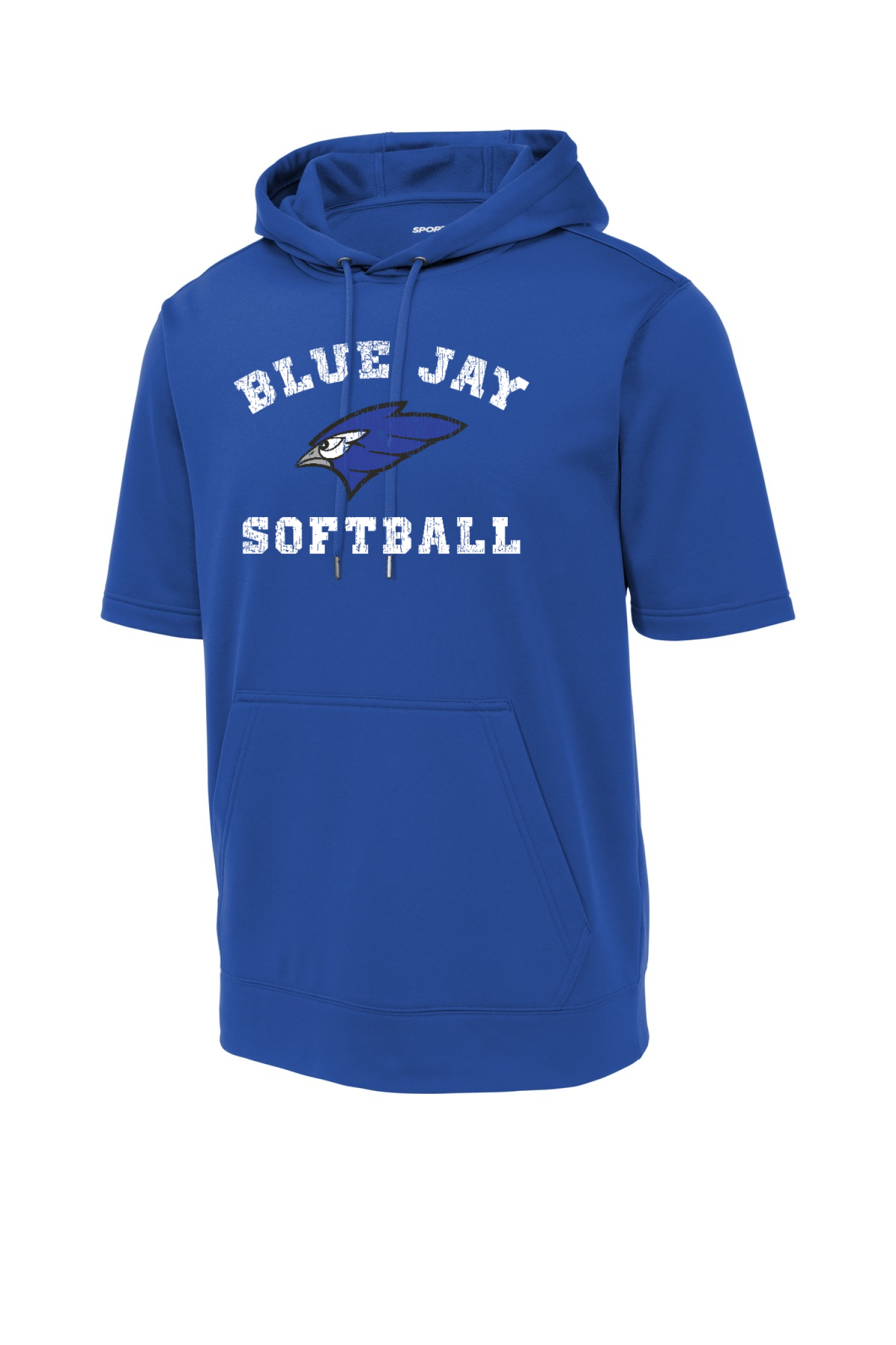 Softball distressed Fleece Short Sleeve Hooded Pullover. ST251